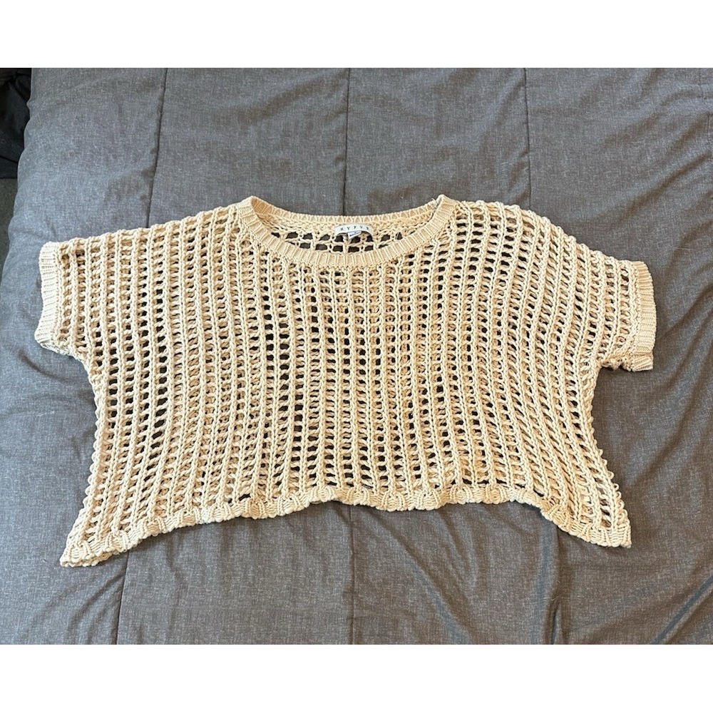 Crochet Hyfve Coastal Open Kint Womens Cream Sweater S Oversized Boxy Festival